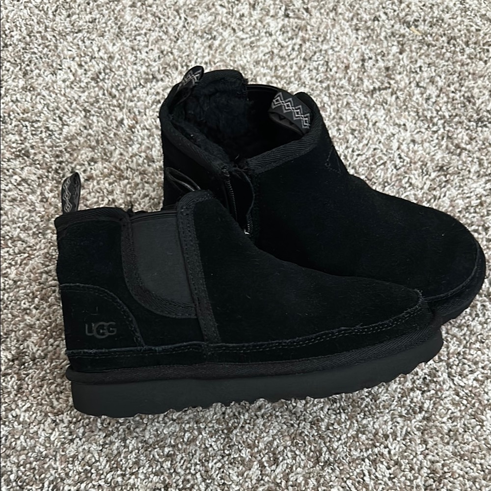 UGG Black Suede Slip-On Boots